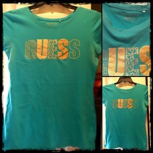 Guess gold glitter logo tee